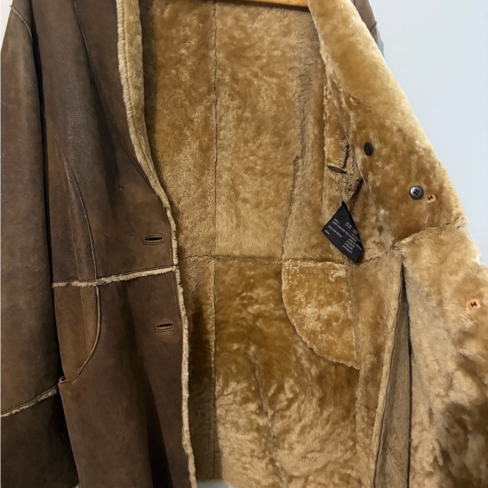 Andrew Marc Brown Leather Jacket with Cream Trim - Picture 8 of 10
